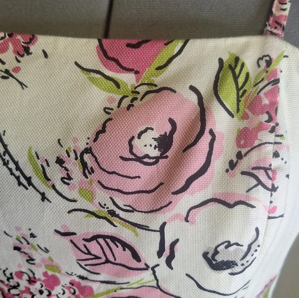 LOFT Elegant Floral Dress W/Flower Belt Size 8 - Picture 6 of 7